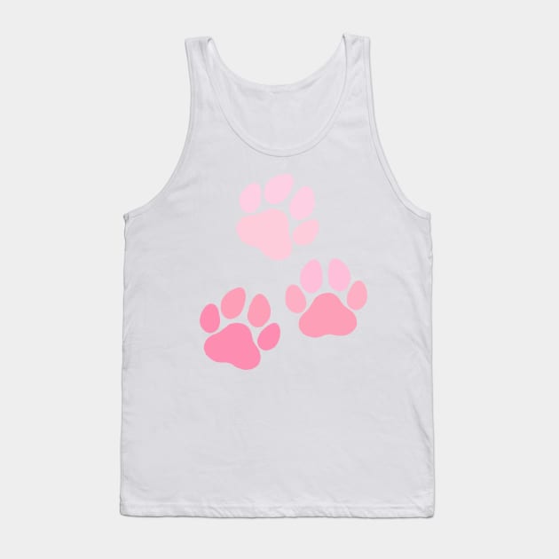 Walking Paw Prints- Pink! Tank Top by jenartfart